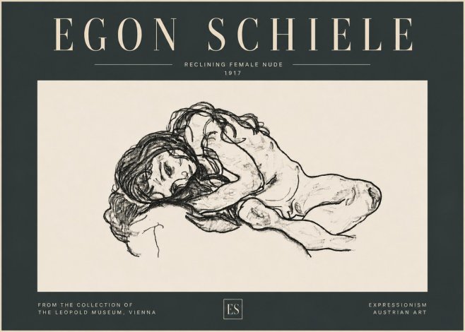 Schiele Reclining Female Nude No6 - Plakát