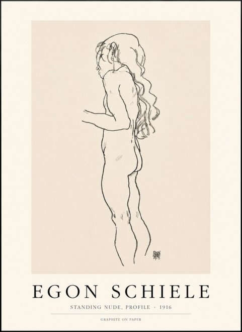Schiele Standing Nude, Profile No1 - Plakát