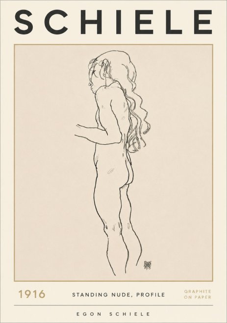 Schiele Standing Nude, Profile No2 - Plakát