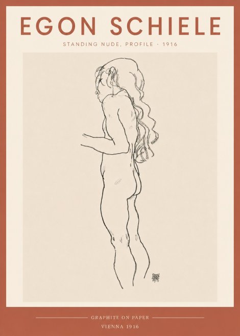 Schiele Standing Nude, Profile No3 - Plakát