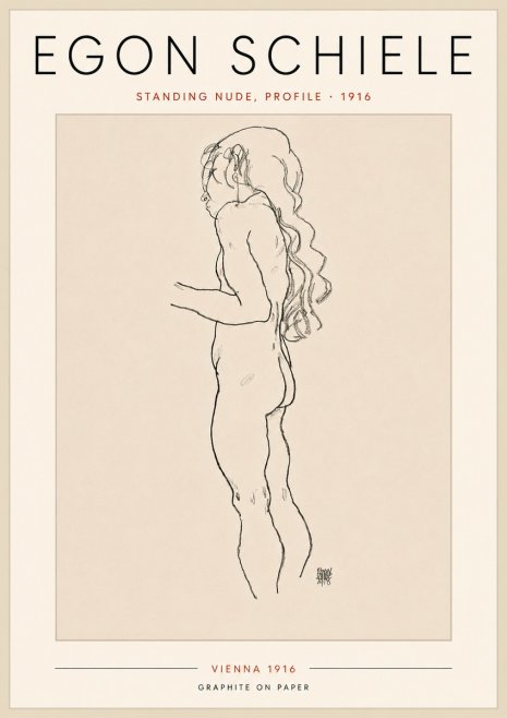 Schiele Standing Nude, Profile No5 - Plakát