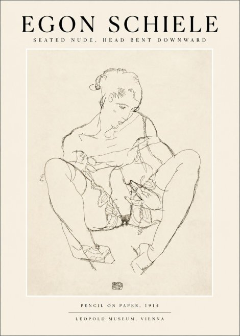 Schiele Seated Nude, Head Bent Downward No1 - Plakát