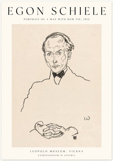 Schiele Portrait of a Man with Bow Tie, 1912 No1 - Plakát