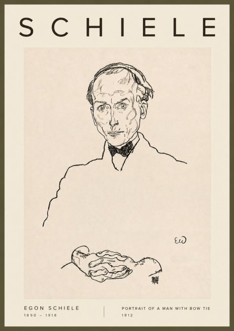 Schiele Portrait of a Man with Bow Tie, 1912 No2 - Plakát