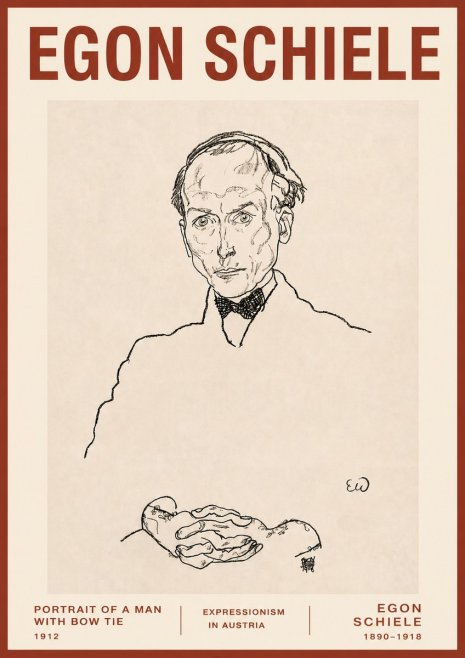 Schiele Portrait of a Man with Bow Tie, 1912 No3 - Plakát