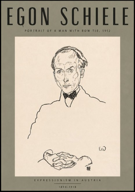 Schiele Portrait of a Man with Bow Tie, 1912 No4 - Plakát