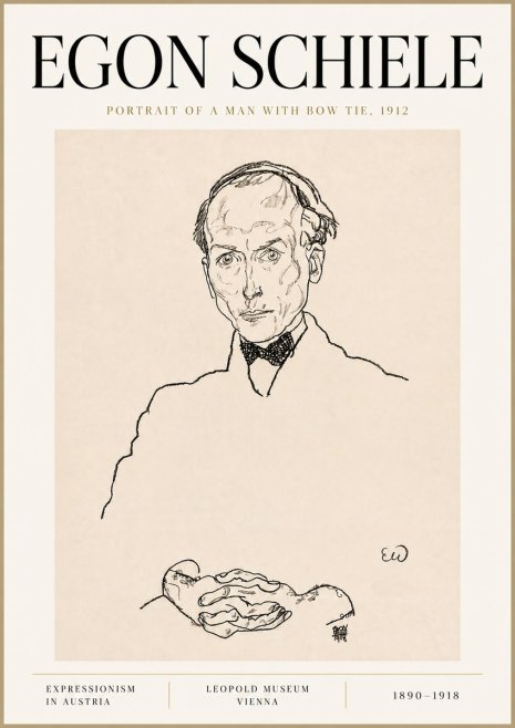 Schiele Portrait of a Man with Bow Tie, 1912 No6 - Plakát