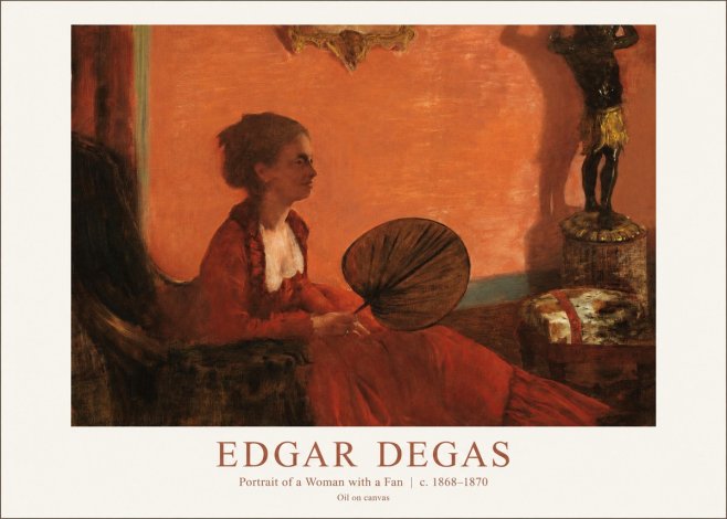 Edgar Degas Portrait of a Woman with a Fan No1 - Plakát