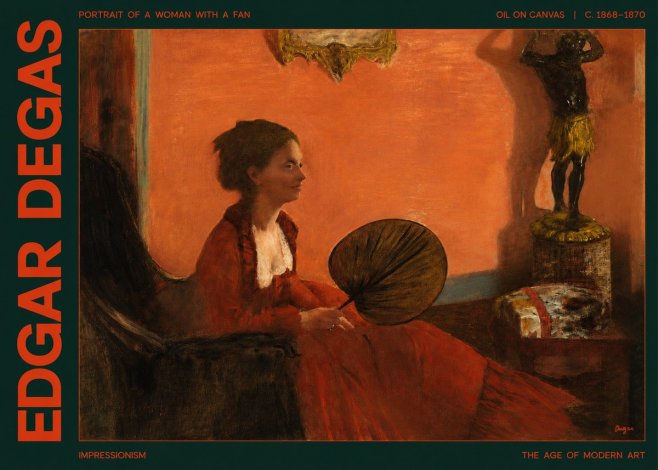 Edgar Degas Portrait of a Woman with a Fan No2 - Plakát