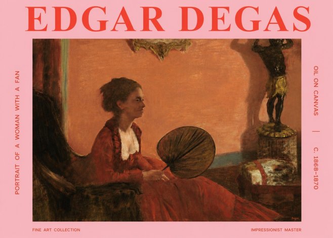 Edgar Degas Portrait of a Woman with a Fan No3 - Plakát