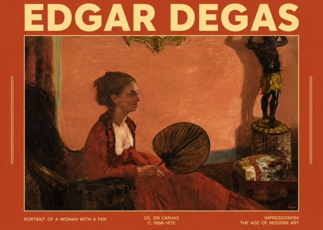 Edgar Degas Portrait of a Woman with a Fan No4 - Plakát