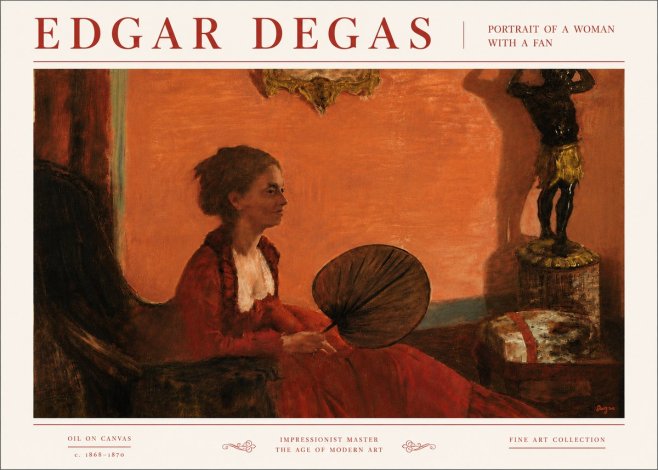 Edgar Degas Portrait of a Woman with a Fan No6 - Plakát