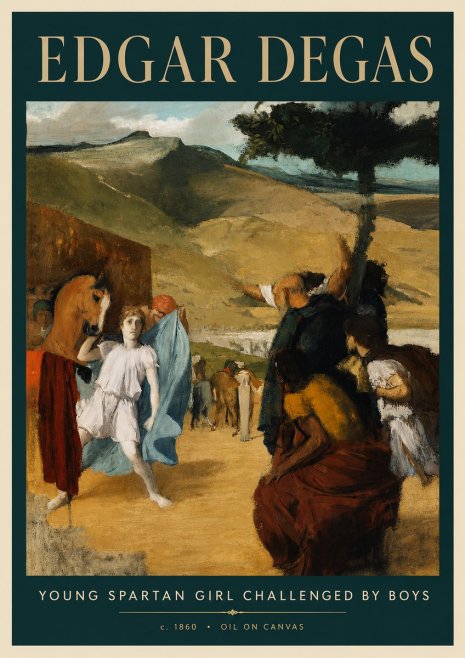 Edgar Degas Young Spartan Girl Challenged by Boys No4 - Plakát