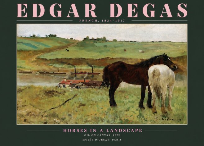 Edgar Degas Horses in a Landscape No3 - Plakát