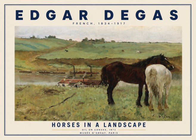 Edgar Degas Horses in a Landscape No4 - Plakát