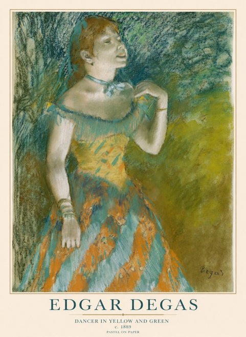 Edgar Degas Dancer in Yellow and Green No1 - Plakát