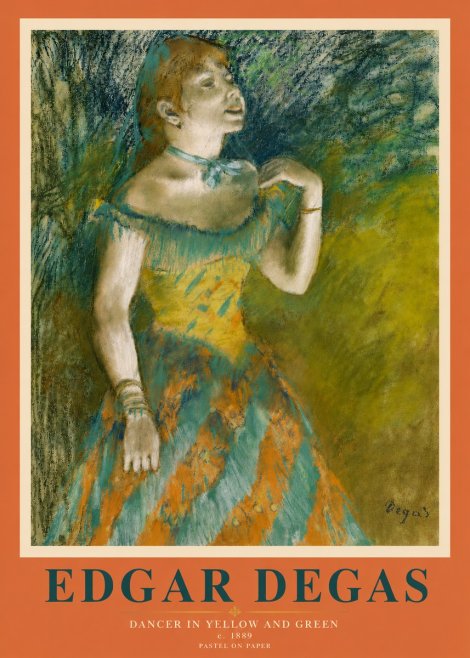 Edgar Degas Dancer in Yellow and Green No3 - Plakát