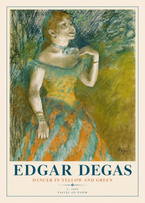 Edgar Degas Dancer in Yellow and Green No4 - Plakát