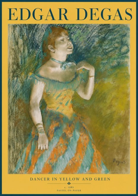 Edgar Degas Dancer in Yellow and Green No5 - Plakát