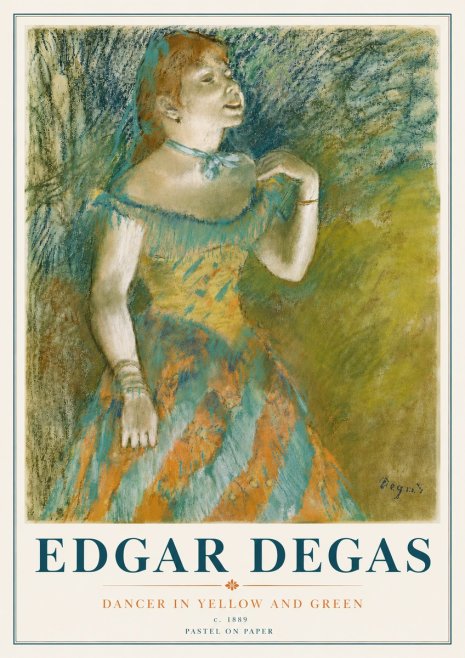 Edgar Degas Dancer in Yellow and Green No6 - Plakát