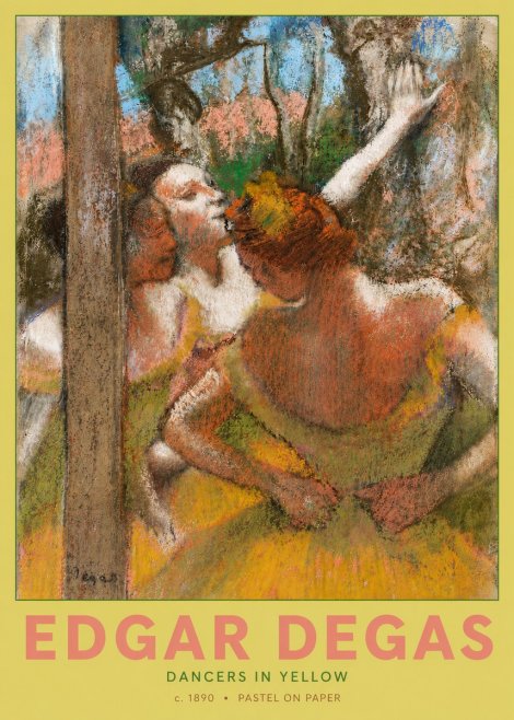 Edgar Degas Dancers in Yellow No4 - Plakát