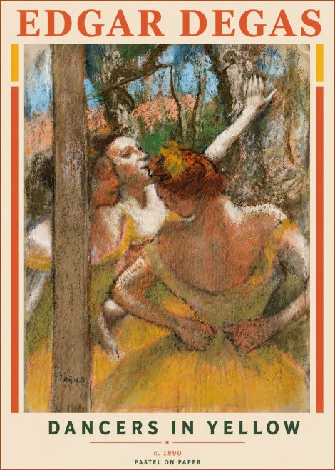 Edgar Degas Dancers in Yellow No6 - Plakát