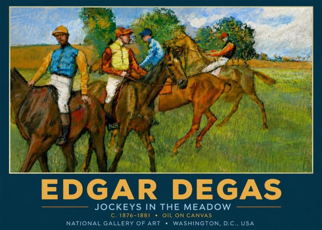 Edgar Degas Jockeys in the Meadow No5 - Plakát