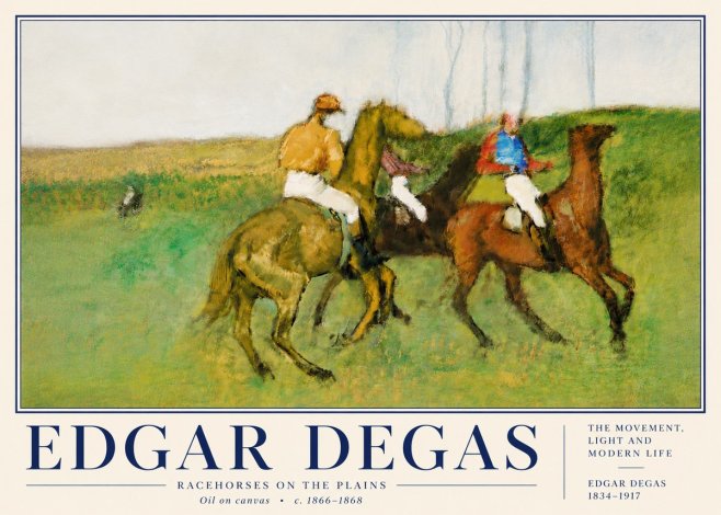 Edgar Degas Racehorses on the Plains No6 - Plakát