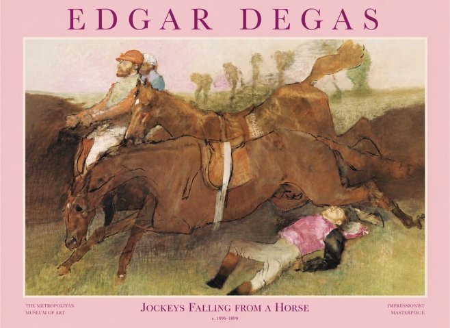 Edgar Degas Jockeys Falling from a Horse No1 - Plakát