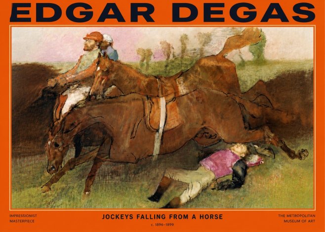 Edgar Degas Jockeys Falling from a Horse No2 - Plakát