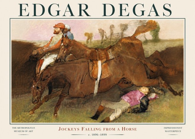 Edgar Degas Jockeys Falling from a Horse No3 - Plakát
