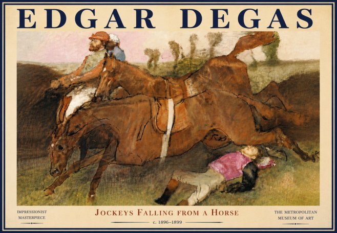 Edgar Degas Jockeys Falling from a Horse No5 - Plakát