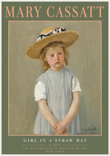 Mary Cassatt Girl in a Straw Hat No5 - Plakát