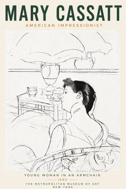 Mary Cassatt Young Woman in an Armchair No3 - Plakát