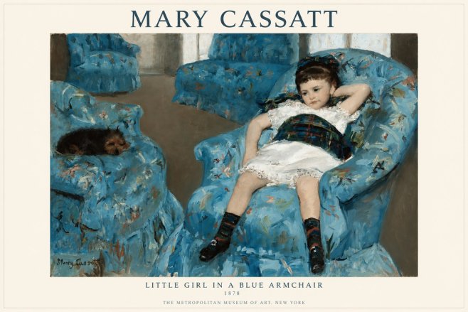 Mary Cassatt Little Girl in a Blue Armchair No1 - Plakát