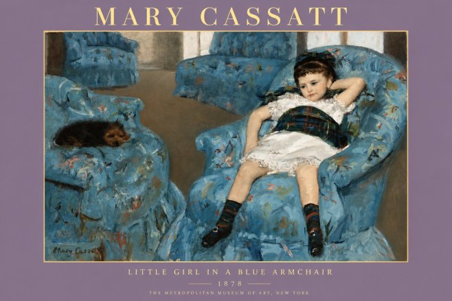 Mary Cassatt Little Girl in a Blue Armchair No4 - Plakát
