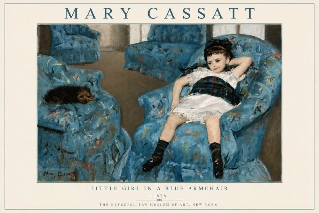 Mary Cassatt Little Girl in a Blue Armchair No6 - Plakát