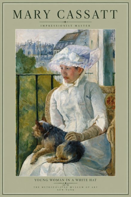 Mary Cassatt Young Woman in a White Hat No6 - Plakát