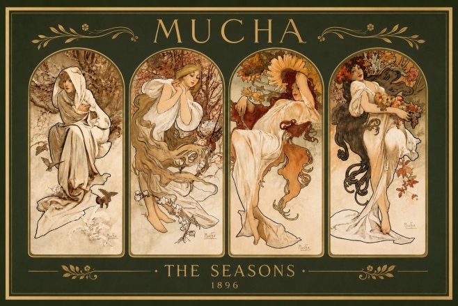 Mucha The Seasons No4 - Plakát