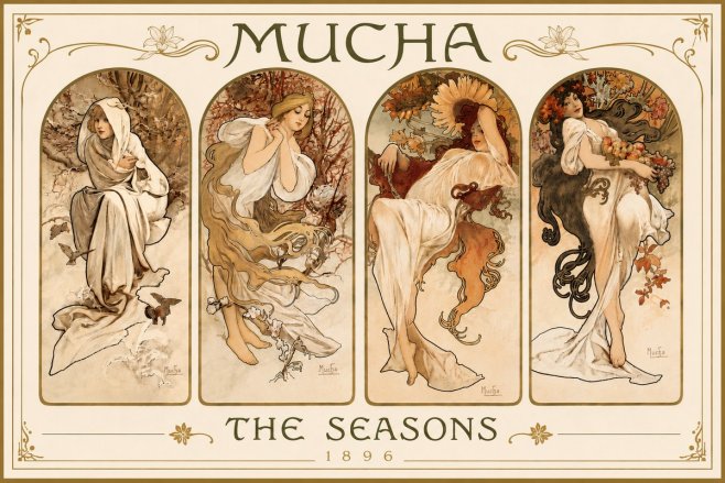 Mucha The Seasons No6 - Plakát