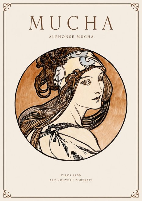 Mucha Art Nouveau Portrait I No1 - Plakát