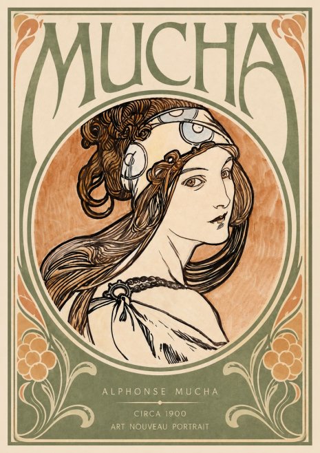 Mucha Art Nouveau Portrait I No3 - Plakát