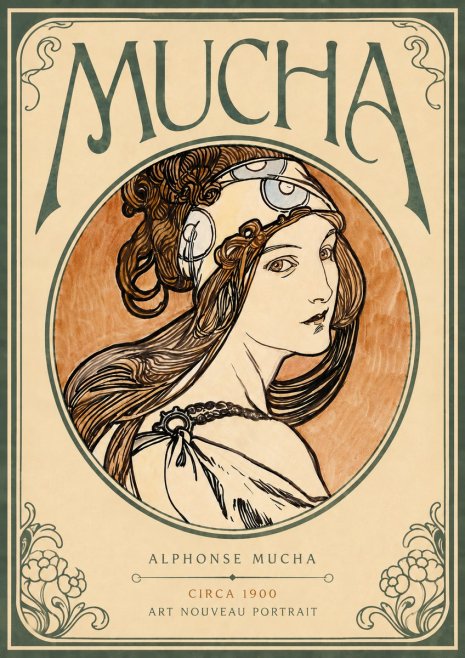 Mucha Art Nouveau Portrait I No4 - Plakát
