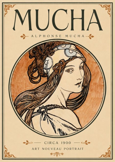 Mucha Art Nouveau Portrait I No6 - Plakát
