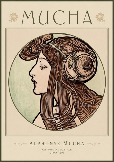 Mucha Art Nouveau Portrait II No1 - Plakát