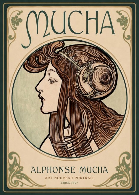 Mucha Art Nouveau Portrait II No2 - Plakát