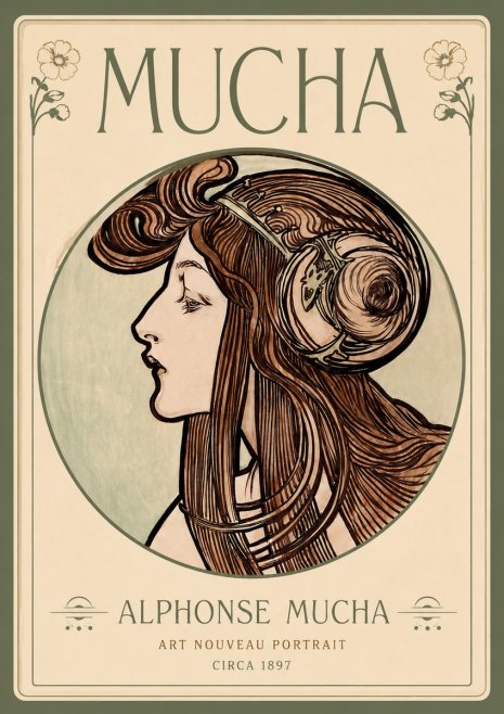 Mucha Art Nouveau Portrait II No4 - Plakát