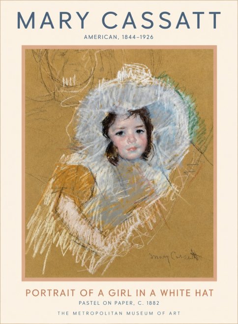 Mary Cassatt Portrait of a Girl in a White Hat No5 - Plakát