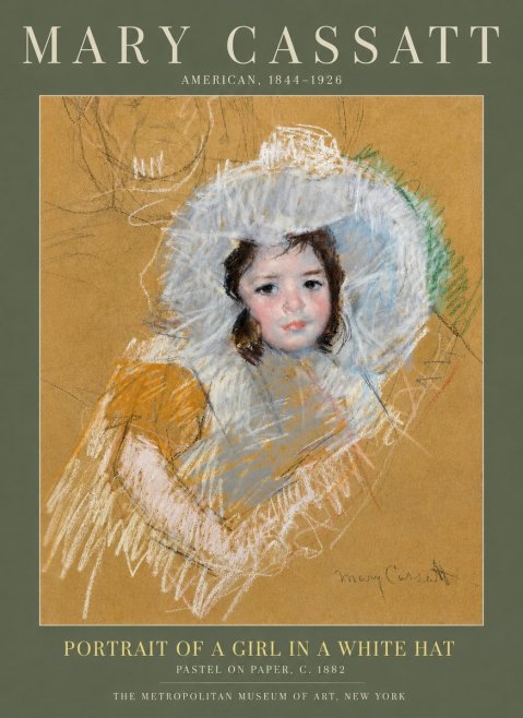 Mary Cassatt Portrait of a Girl in a White Hat No6 - Plakát