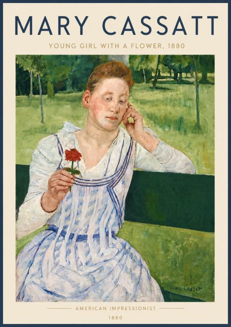Mary Cassatt Young Girl with a Flower No6 - Plakát